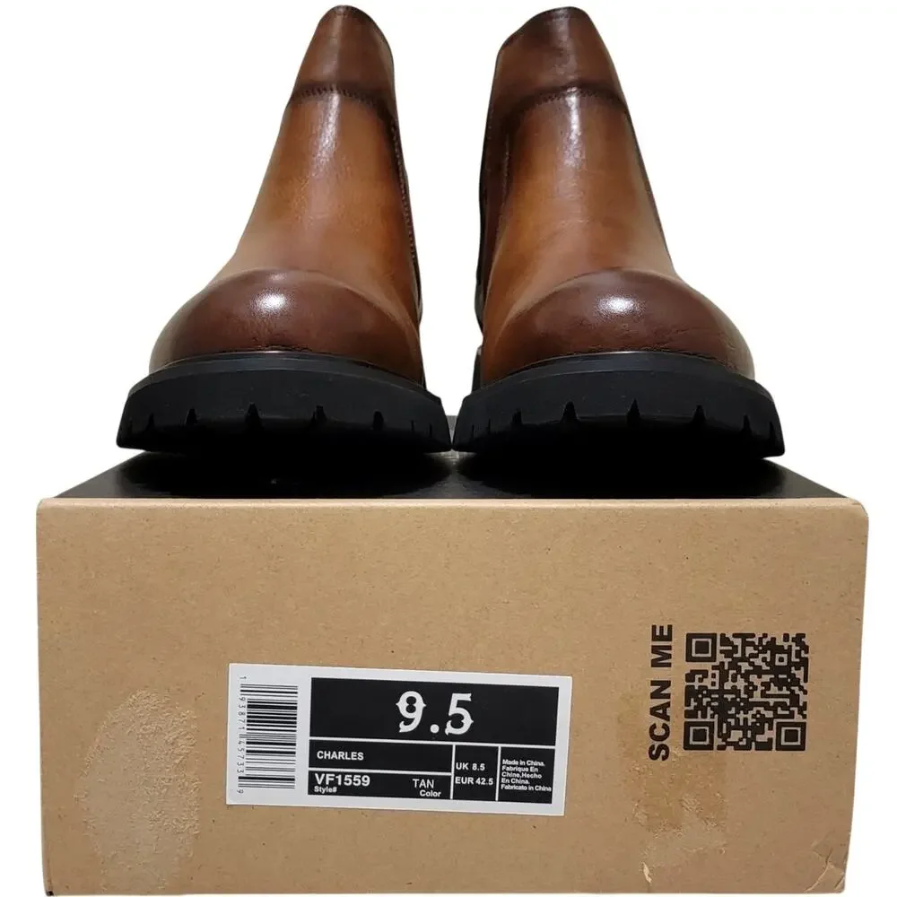 Vintage Foundry Men Charles Chelsea Boots Size US 9.5M Tan Brown Leather